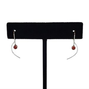 Peter James Sterling Silver & Garnet Minimalist Threader Treble Clef Earrings